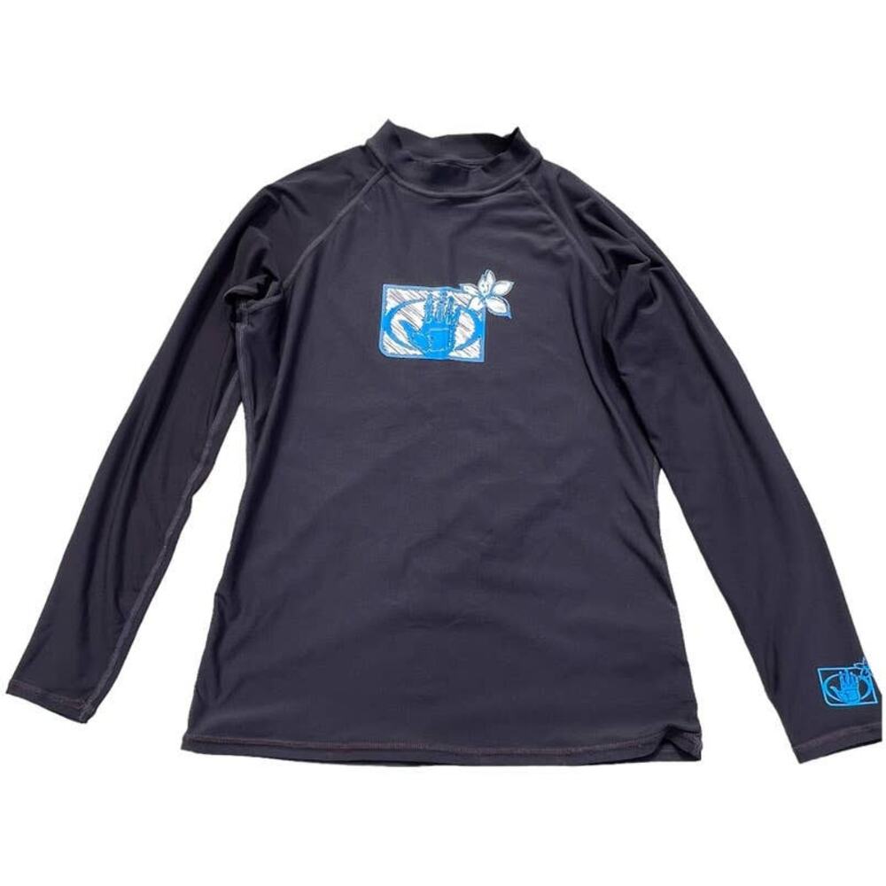 Kid's Body Glove Long Sleeve Rash Guard UVP 50 Size L Black Blue